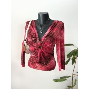 Vintage 2005 Libra | Red Y2K O-ring Fairycore Top